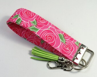 Porte-clés en tissu ROSES , porte-clés roses roses, porte-clés magnifiques roses