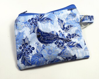 BIRDS fabric bags, zipper bags, beautiful bags, blue cardinal bags, blue bird bags