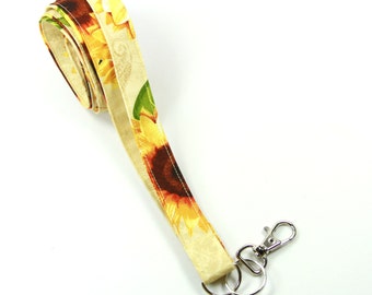 Sonnenblume Stoff Lanyard, Sonnenblume Badge Holder, Sonnenblume Lanyard, Floral Badge Holder