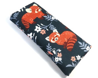 RED PANDA fabric bags, sunglasses case, eyeglasses case, Red panda design bags, snap button bags, Red bear bags, Panda fabric bags