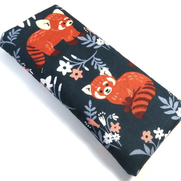 RED PANDA fabric bags, sunglasses case, eyeglasses case, Red panda design bags, snap button bags, Red bear bags, Panda fabric bags