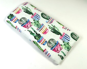 CACTUS fabric bags, sunglasses case, eyeglasses bags, Green plant design bags, Summer fabric bags, Cactus bag