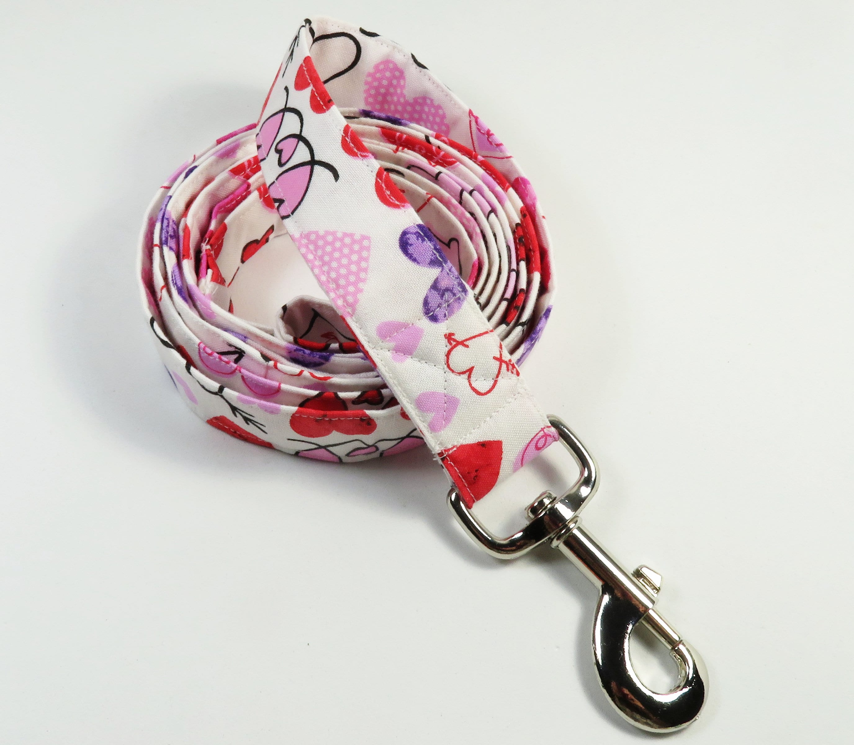 Hearts Fabric Dog Leash, Cute Hearts Valentine Heart Gift For My Pet, Beautiful Leash
