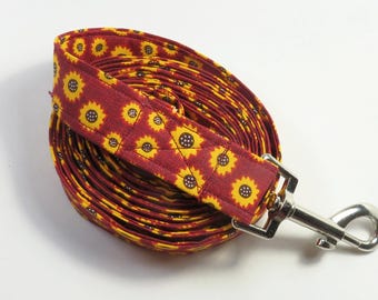SUNFLOWER fabric dog leash, cute dog leash, floral dog leash, sunflower dog leash, pet lovers gift