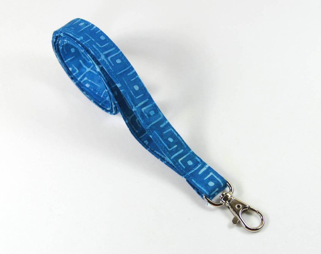 SQUARE Fabric Lanyard, Blue Badge Holder, Square Badge Holder, Thin