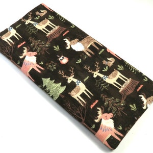 Tygväska med DEER, solglasögonfodral, glasögonfodral, tryckknappsväska, vinterväska, uggleväskor, djurtygväskor, semesterväska