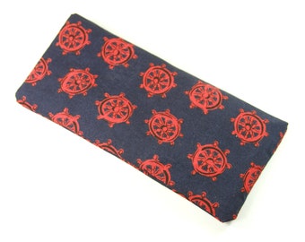 CAPTAINS WHEEL fabric bag, Sunglasses case, Wheel design bag, Red Blue fabric bags, Summer design bags