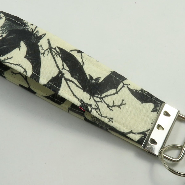 BATS fabric keyfobs, fabric wristlets, black bats design keychain