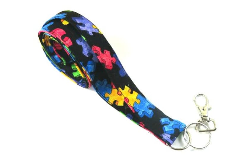 Autism awareness badge holder PUZZLE fabric lanyard Colorful badge holder Puzzle gift Puzzle lanyard Fabric lanyard Autism lanyard