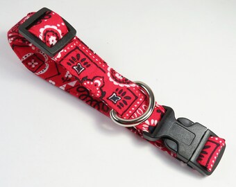 BANDANA Fabric dog collars, collars fabric collars, red bandana collar