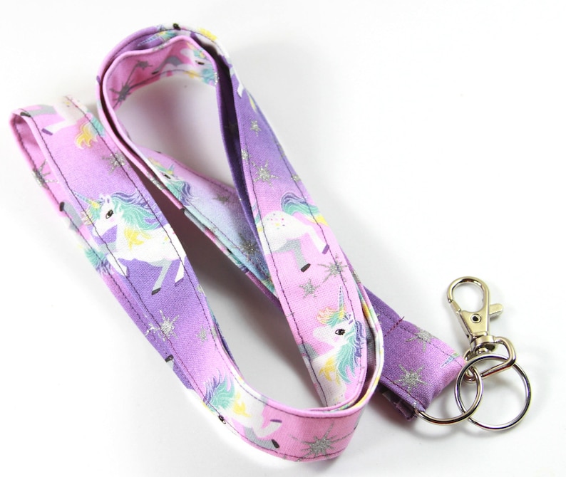 UNICORN Fabric Lanyard Shaded Badge Holder Pink Blue Etsy