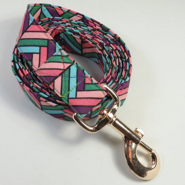 CHEVRON fabric dog leash, fabric leash, colorful chevron dog leash, fabric leashes, lines dog leash, pet leash