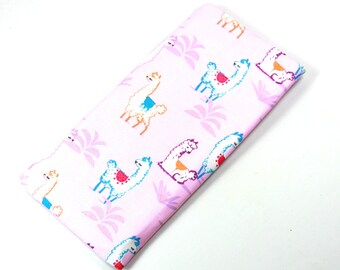 ALPACA Fabric Bag, Llama fabric bag, Pink fabric bag, Pink lama bag, Alpaca fabric case, Cell Phone case