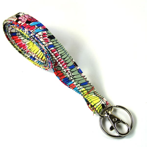 FEATHERS fabric lanyard, colorful badge holder, feathers lanyard, Thin badge holder, Skinny badge,Modern design badge holder, Colorful badge