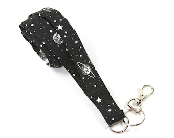 SPACE Fabric lanyard, Black badge Holder, Space badge Holder, Space lanyard, Glows in dark lanyard