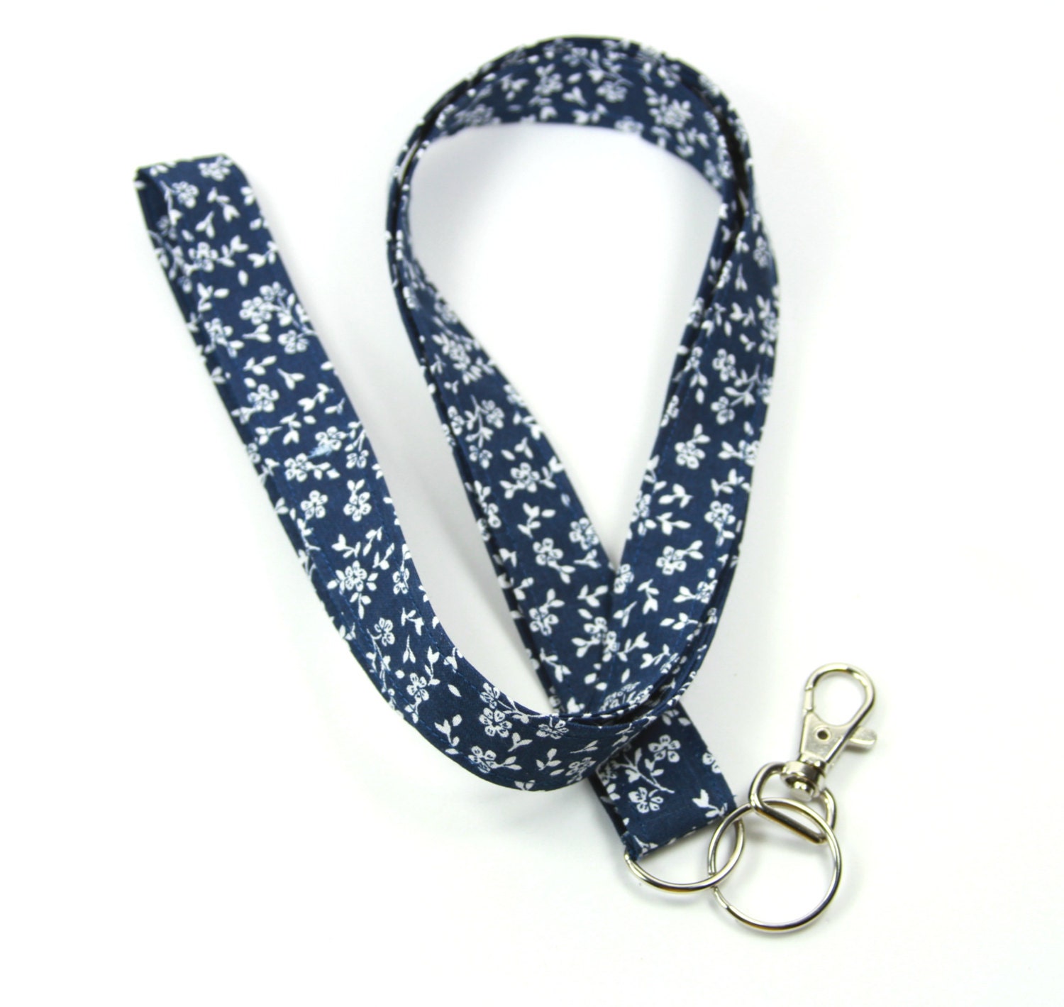 BLUE Floral Fabric Lanyard Floral Badge Holder Blue Badge Etsy