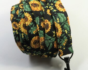 SUNFLOWER fabric dog leash, fabric dog leashes, sunflower leash, washable leash pet leash, floral leashes