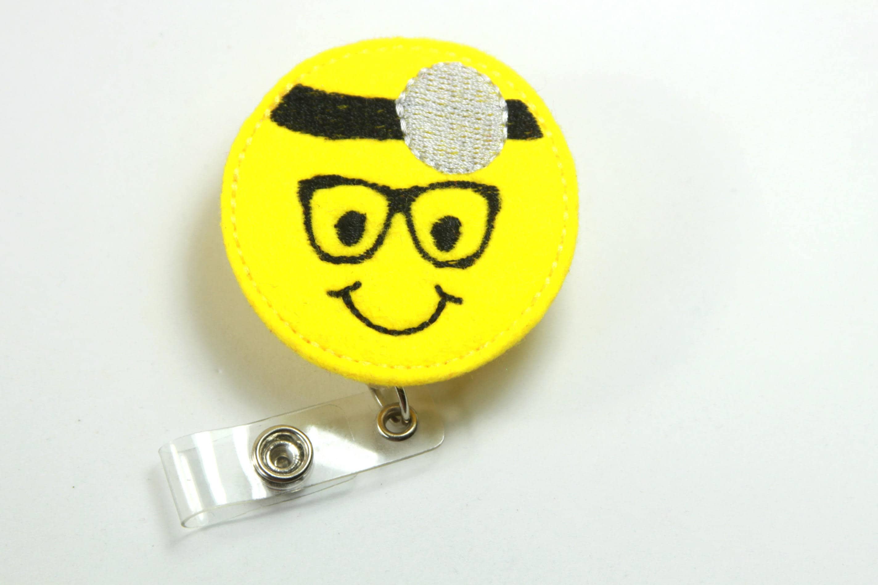 DOCTOR felt badge reel Smiley face badge reel Emoji badge Etsy