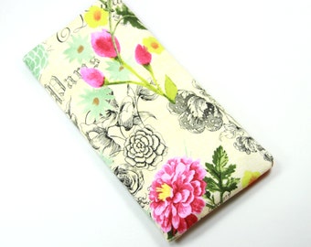 PARIS Fabric Sunglasses Case, Eyeglasses Case, Paris with flowers bag, Paris design Bag, Floral Pouch