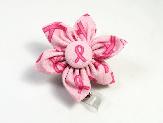 RIBBON Fabric Badge Reel, Cancer Awareness Badge Reel, Pink Ribbon