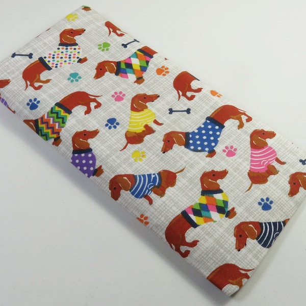 DOGS cute dog sunglasses case, eyeglasses case, fabric bags, cute doggy bag, Dachshund dog design bag