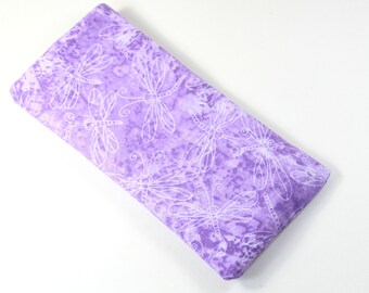 DRAGONFLY sunglasses case, Eyeglasses case, Fabric bag, Purple dragonfly bag, Purple shaded bag
