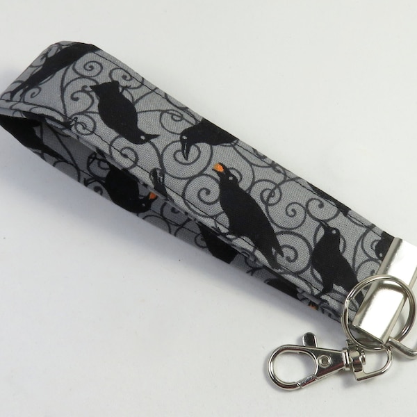 CROW design wristlets, black bird design keyfobs, raven design keyfobs