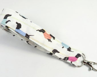 DOG fabric lanyard, dachshund dog badge holder, fabric badge holder, cute dog lanyard