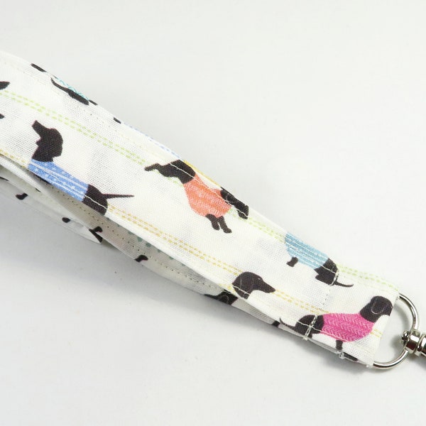 DOG fabric lanyard, dachshund dog badge holder, fabric badge holder, cute dog lanyard