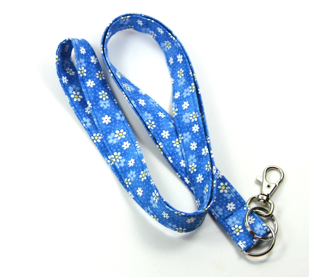 FLORAL Fabric Lanyard, Spring Flower Lanyard, Daisy Lanyard, Flower ...