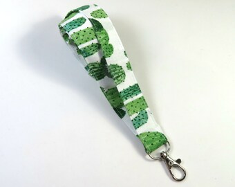 CACTUS Fabric lanyard, Green cactus badge holder, Plant lanyard, Green plant badge holder, Summer lanyard, Gift for her, Cactus lanyard