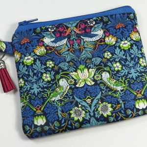 Bolsa para moedas de tecido BIRDS in Liberty of London, mini bolsa de maquiagem, bolsas de grife, porta-moedas, porta-cartões