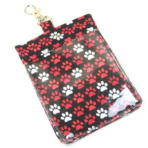 PAW fabric badge holder, Badge insert, ID badge holder, Paw design badge holder, ID card insert, Transparent badge insert