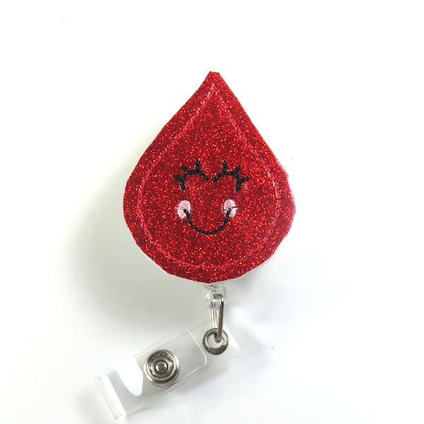 BLOOD drop felt badge reel, Felt lanyard, Blood drop badge holder, Nurse lanyard, Nurse badge reel, Sparkly badge holder, Red blood drop