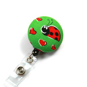 LADYBUG Fabric Badge Reel, Retractable Badge Reel, Ladybug badge holder