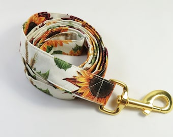SUNFLOWER fabric dog leash, floral dog leash, autumn dog leash, fabric dog leashes, long dog leash