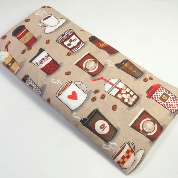 COFFEE fabric bags, sunglasses case, eyeglasses case, coffee cappuccino design bags, food design bags