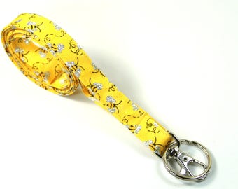 BEE Stoff Lanyard, Humming bee badge Halter, Yellow bee badge Halter, Shinny bee Lanyard, Yellow badge holder, Humming bee Lanyard