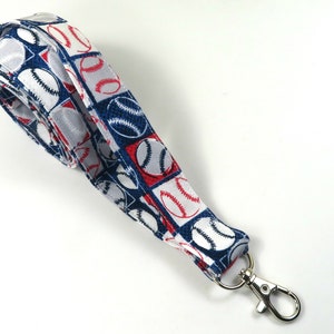 BASEBALL Stoff Schlüsselband, Baseball-Abzeichen-Halter, blau weiß Baseball-Schlüsselband, Sport Abzeichen Halter, Stoff Schlüsselband, Stoff Abzeichen Halter