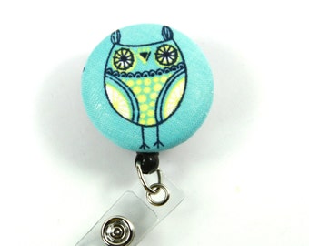 OWL Fabric Badge Reel, Retractable badge Holder, Owl Button Reel, Owl Badge Holder