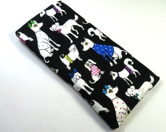 DOGS fabric bags, Colorful dogs sunglasses case, Eyeglasses case, Eyeglasses bag, Cute dogs fabric bag, Cute dogs snap bag