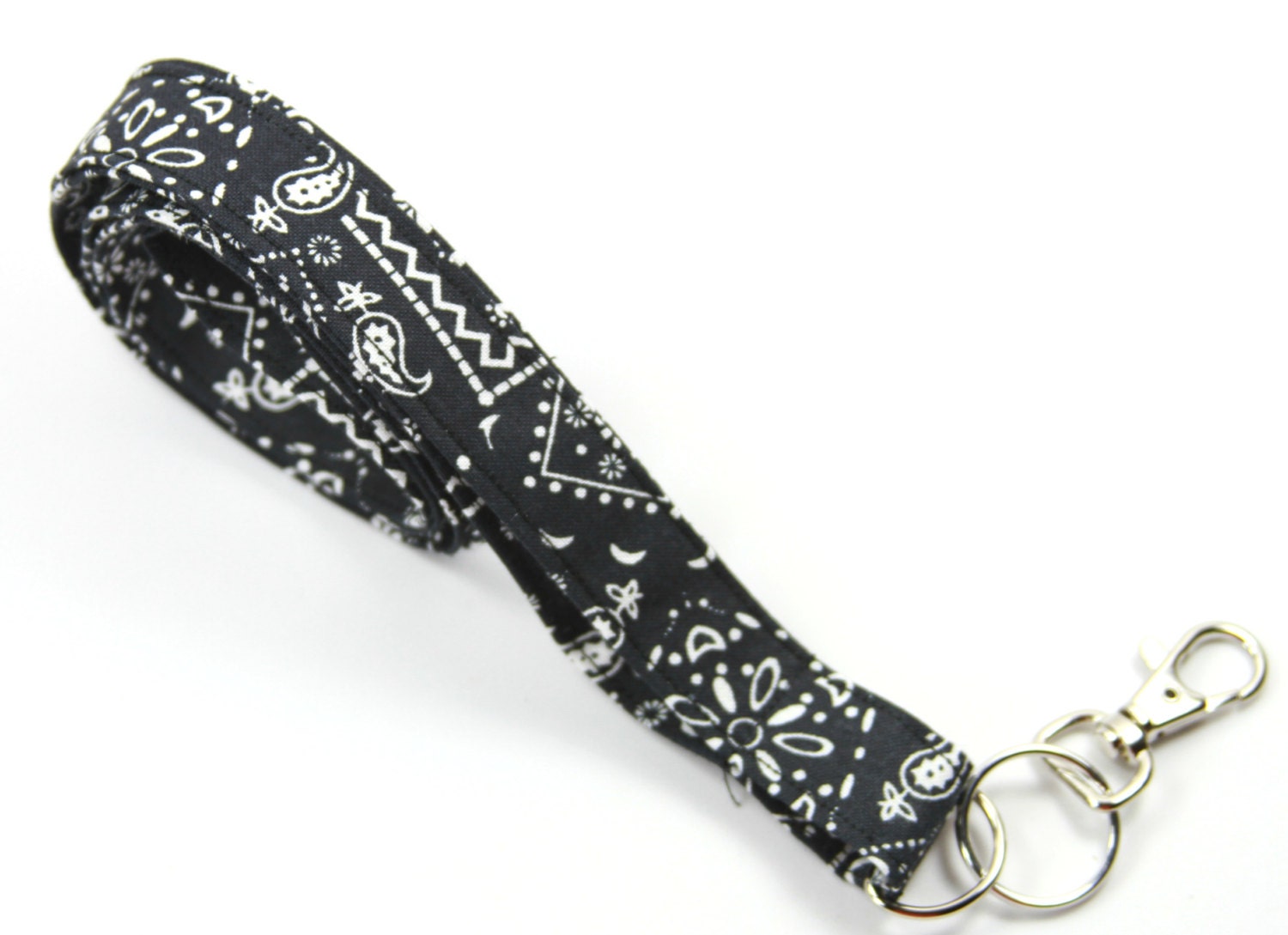 BANDANA Fabric Lanyard Bandana Fabric Badge Holder Black Etsy