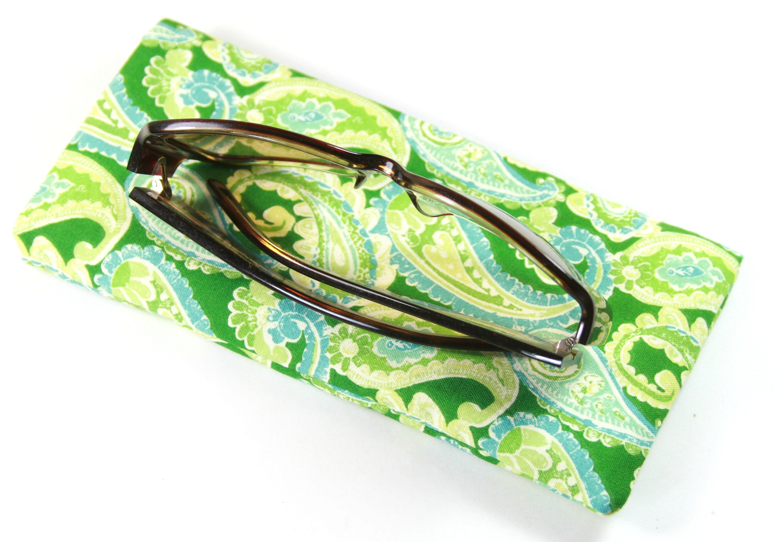 Green paisley eye glasses pouch, sunglasses case, pretty reading glass –  Grannys On the Go