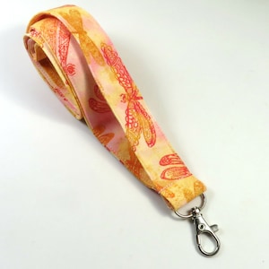 Lanyard de tissu de DRAGONFLY, porte-insigne de libellule, lanière jaune de libellule de pêche, porte-insigne de tissu, lanière de tissu