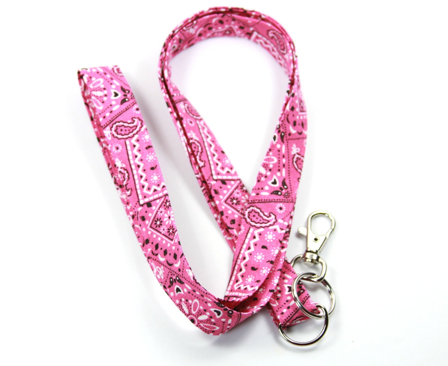 PINK BANDANA Fabric Lanyard Bandana Fabric Badge Holder Pink Etsy