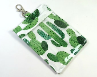 CACTUS Fabric badge holder, ID card holder, ID card insert, Cactus fabric badge insert, Summer fabric lanyard, Cactus lanyard