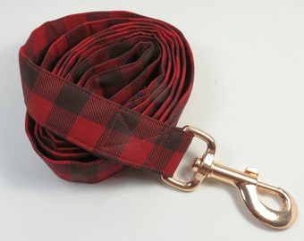 PLAID buffalo leash, plaid leash, dog leash, fabric leash, buffalo plaid leash