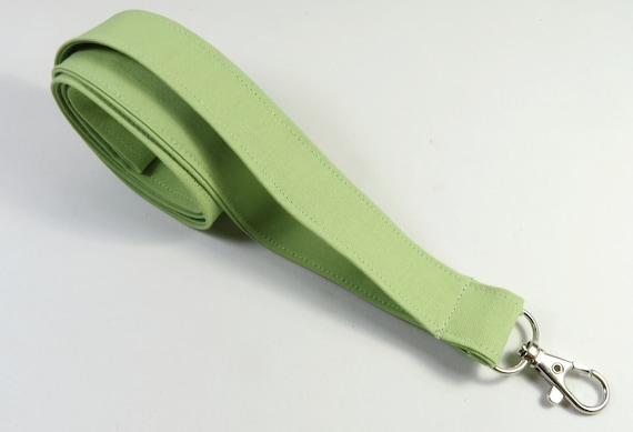 GREEN badge holder, plain green lanyard, pale green badge holder, fabric  lanyard