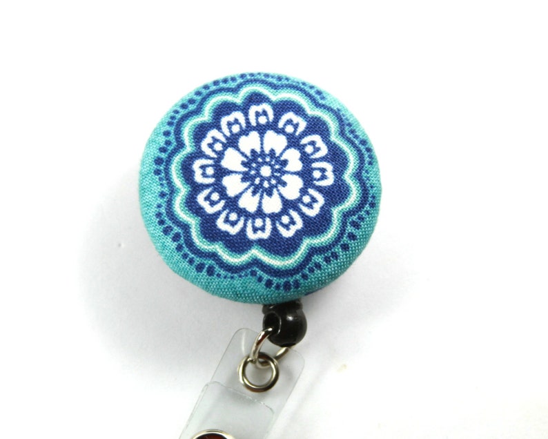 Button Reel Button Badge Reel Retractable badge Holder FLOWER Fabric Badge Reel