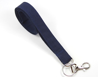BLUE Fabric badge holder, Navy blue lanyard